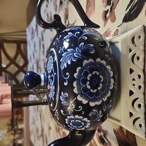 Pier 1 Navy and White Mandarin PorcelainTeapot
